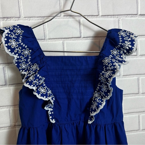 Gymboree girls blue belle, navy narrows Eyelet Dress/size 12 - Picture 3 of 11